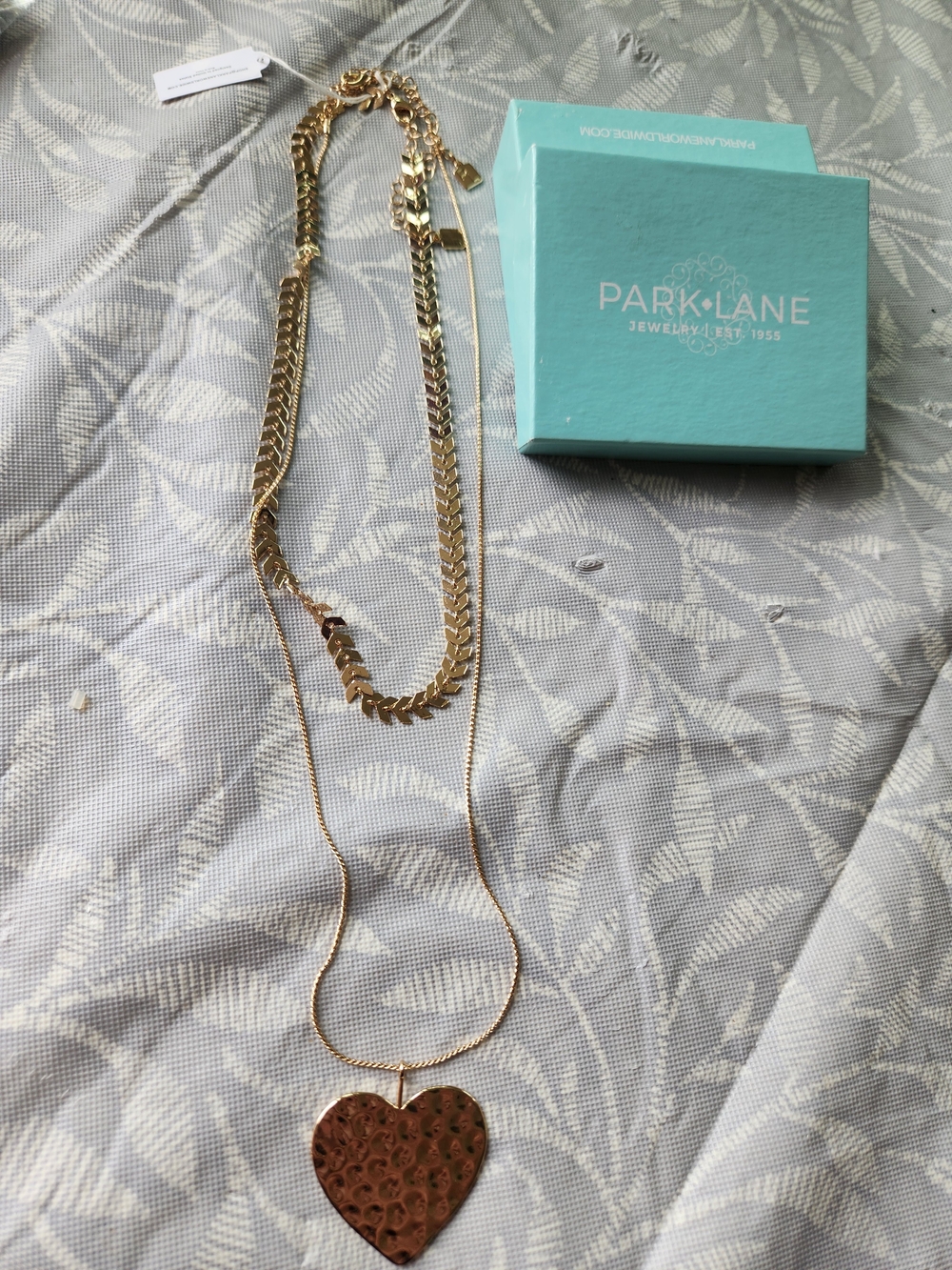 Park Lane Gold Layered Necklace with Hammered Heart Pendant